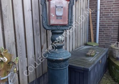 antique 1860 gamewell fire alarm station box on pole moedel harp cast iron pedestal